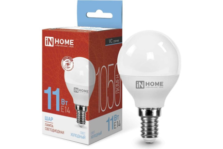 Купить Лампа светодиодная IN HOME LED-ШАР-VC 11Вт 230В Е14 6500К 820Лм фото №2