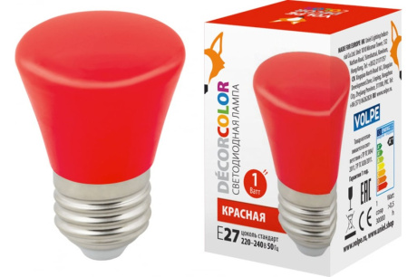 Купить Лампа LED-D45-1W RED E27/FR/C Volpe фото №1