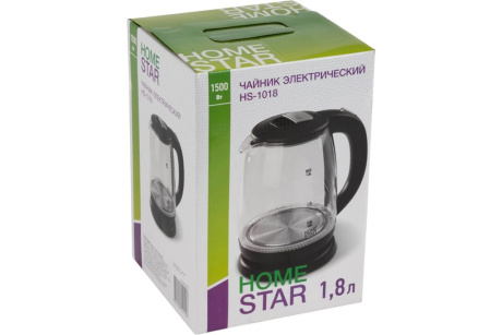Купить Чайник HomeStar HS-1018 1 8л стекло  пластик черный фото №5
